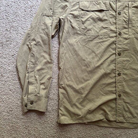 Eastern Mountain Sports Shirt Mens Large Button Up Vented Nylon Light Brown - Picture 5 of 11